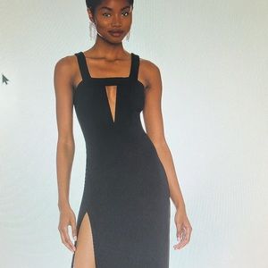 Revolve Wedding guest dress black large evening gown NWT